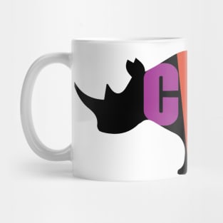 CVHS in color on Black rhino in silhouette. Mug